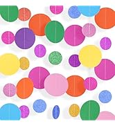 Alynta Colorful Paper Garland - 52FT Rainbow Circle Dot Paper Garland 4 Packs Ceiling Hanging Bir...