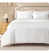Bedsure Luxury Hotel Duvet Cover Queen Size, 100% White Cotton Rope Weave Bedding Set, Includes 1...