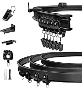 TOKPLNU Ceiling Curtain Track, Flexible Bendable Curtain Track 10Ft Black Curved Curtain Rail Cei...