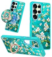 Meshine for Galaxy S25 Ultra Case,Compatible with MagSafe,360°Magnetic Ring Holder Rotation Stand...