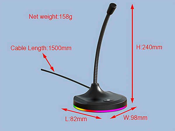 M7 USB Computer Microphone with Mute Button and RGB Lighting,Plug&amp;amp;Play Mic