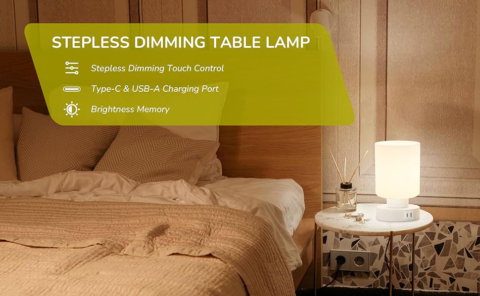 Touch Bedside Lamp Cylindrical Shape