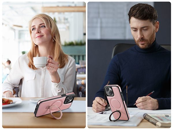 case with stand pu leather compatible with magsafe