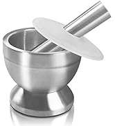 Mortar and Pestle, Christmas Gift-Sopito 18/8 Stainless Steel Spice Grinder Pill Crusher with Lid...