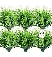Ouddy Decor 24 Bundles Artificial Plants Outdoor Fake Wheat Grass Flowers Artificial Greenery Ste...