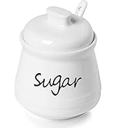 ONTUBE Ceramic Sugar Bowl with Lid and Spoon 12oz (White)