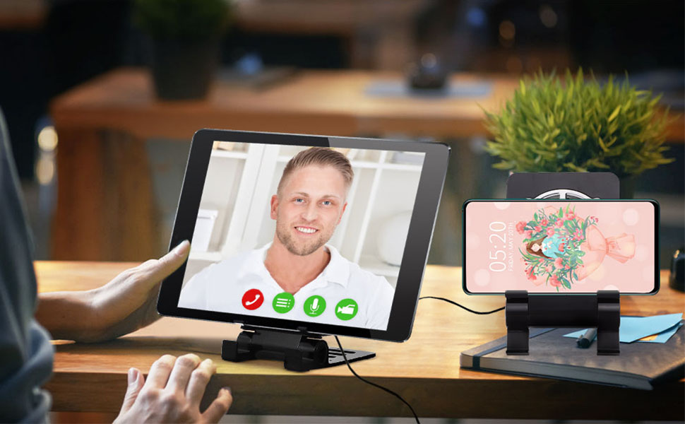 Flat Cooling Fan Tablet Holder Cell Phone Stand with Fan Stable Cooling Stand with Quiet Fan