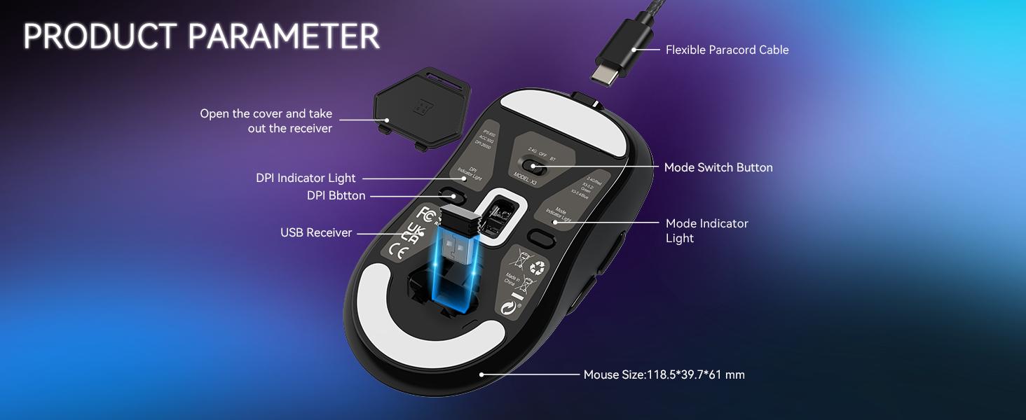 SUPERLIGHT Wireless Gaming Mouse, 49g Ergonomic Computer Mouse
