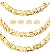 PH PandaHall 300pcs Heishi Disc Beads, 6mm Brass Loose Beads Golden Rondelle Spacer Beads Long-La...
