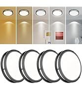 4 Pack 7.5 Inch Round Black Ceiling Light Fixture for Hallway Bedroom - 7.5” Black LED Flush Moun...