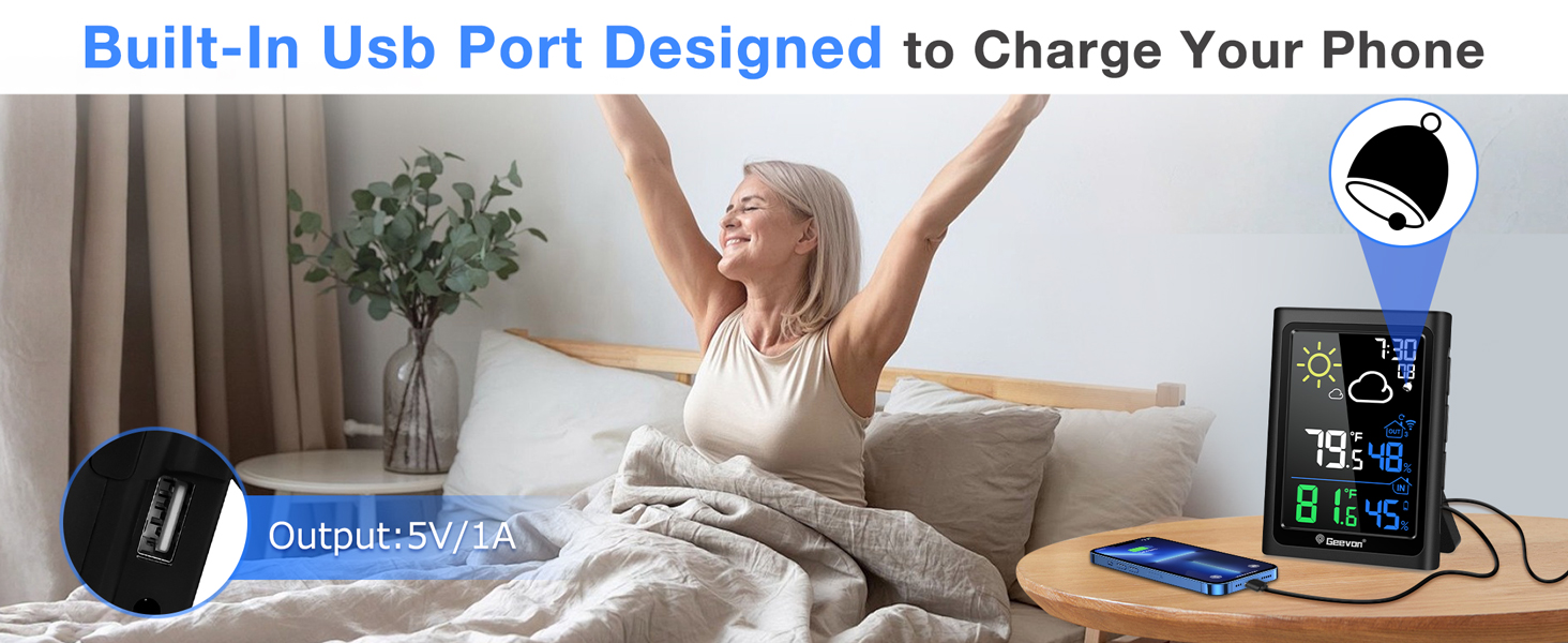 weather clock with USB port