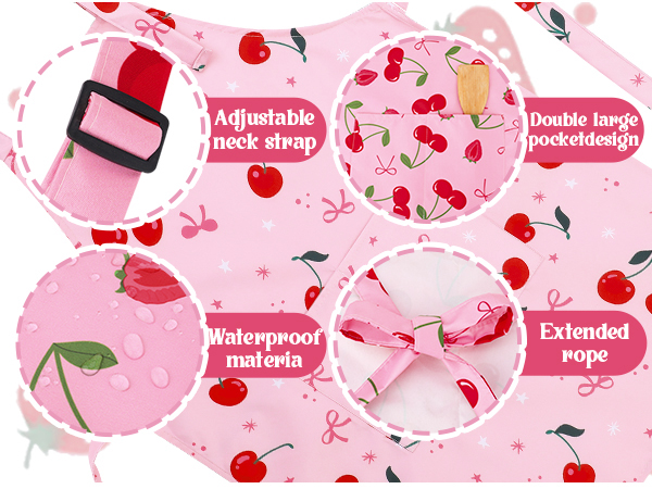 Cute Cherry Print Aprons for Girls