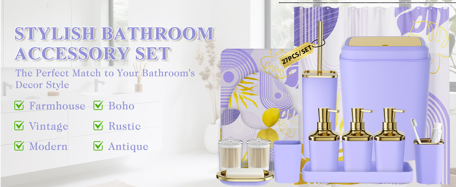 purple bathroom accessories set