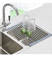 Seropy Roll Up Dish Drying Rack, Over The Sink Dish Drying Rack Kitchen Rolling Dish Drainer, Fol...