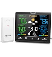 Geevon Weather Station Wireless Indoor Outdoor Thermometer, Color VA Display Digital Temperature ...