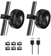DoohowCase USB Fans 2PCS for Golf Cart, Universal Golf Cart Fans 3-Speed &amp; Adjustable Angle Cooli...