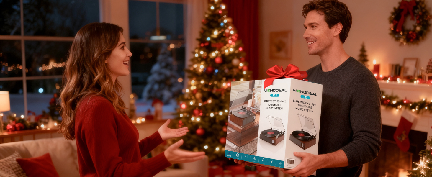 Vinyl Record Player Bluetooth Belt-DriveTurntable with Built-in Speakers