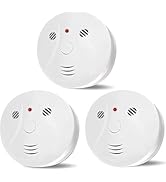 Lecoolife 3 Pack Smoke Detector Fire Alarms Battery Operated with Photoelectric Sensor and Silenc...
