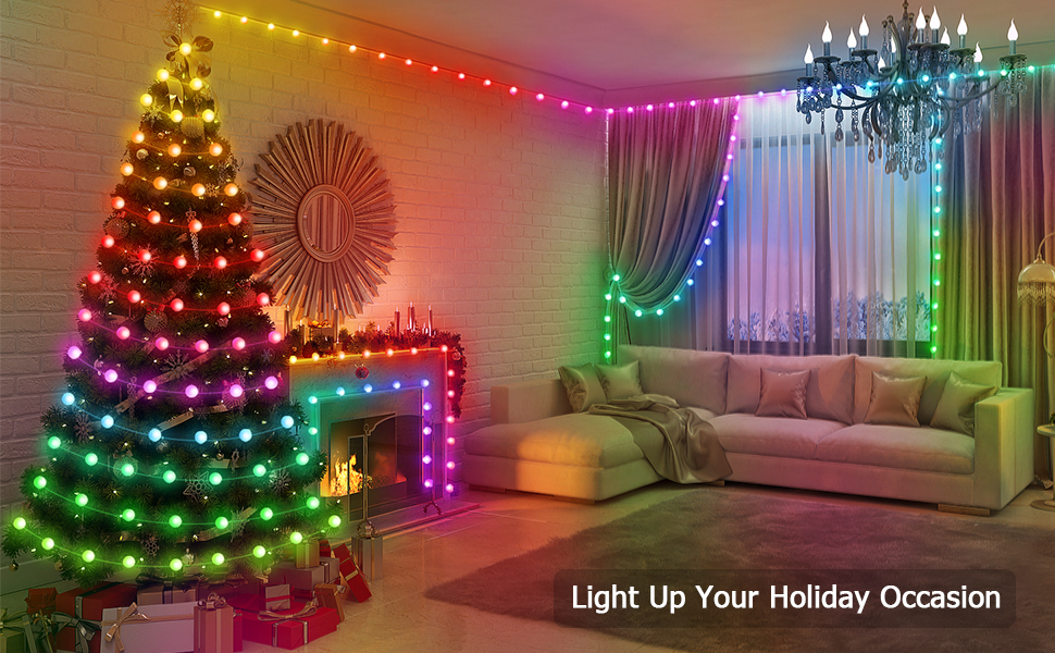 Globe String Lights Christmas RGB LED fairy bedroom indoor outdoor backdrop wall decoration remote