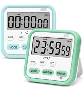 Digital Timer for Kids Classroom Kitchen Timers 24H Timer Clock Blue Green | Loud Alarm/Silent Mo...