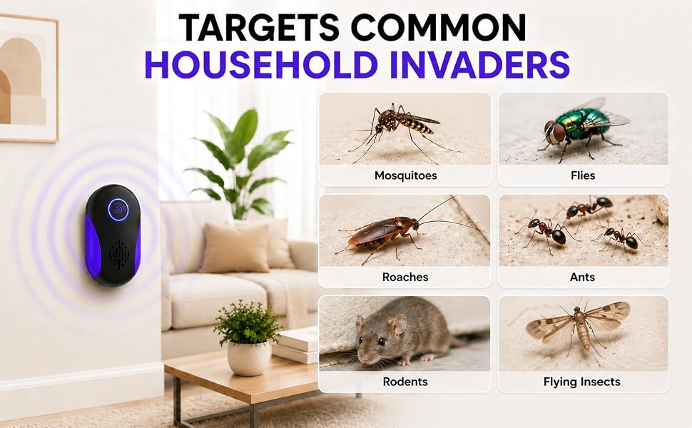 indoor Ultrasonic and Repellent for Roach, Rodent, Mouse, Bugs, Ant, Mosquito, Mice, Spider