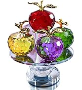5.1inches Height, 5 Colors Crystal Faceted Apples Ornament, Glass Apple Figurines Collectibles wi...