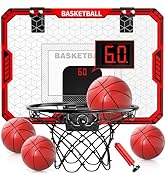 WATUDOU Indoor Basketball Hoop for Kids Boys, Mini Basketball Hoop Indoor Sets Toys with 4 Balls ...