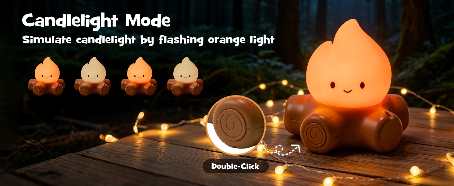 Gefaxi Halloween campfire flickering night light dimmable flame light rechargeable and squishy