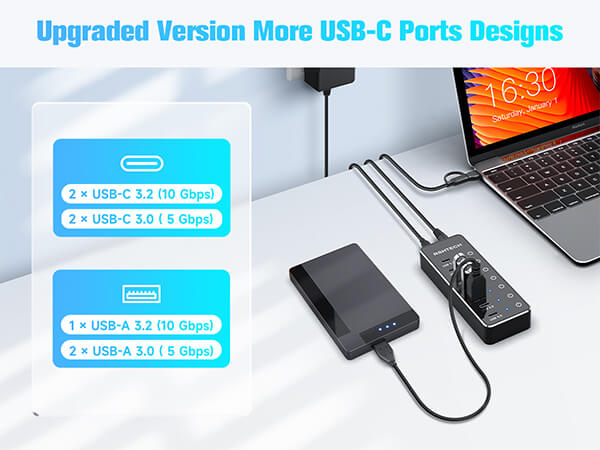 usb c hub with usb-a usb-c data ports