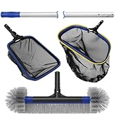 Poolvio 5-in-1 Pool Cleaning Kit - Includes Semi-Deep Skimmer Net, Aluminum Leaf Rake, 20' Pool B...