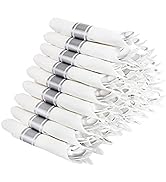 COLOSUS 50 Pack Pre Rolled Disposable Silver Plastic Silverware -Pre Rolled Napkin Cutlery set in...
