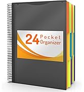 24 Pocket Project Organizer, Forvencer 1/3-cut Tab Binder Organizer with Sticky Labels, Multi Poc...