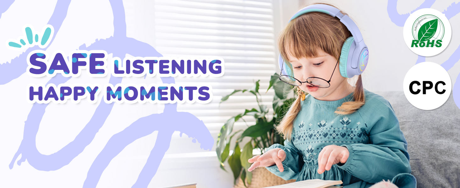 iClever_BTH18_Kids_Bluetooth_Headphones_Wireless_Purple_LED_Lights