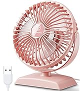 JZCreater USB Desk Fan, Small But Powerful, Portable Quiet 3 Speeds Wind Desktop Personal Fan, Ad...