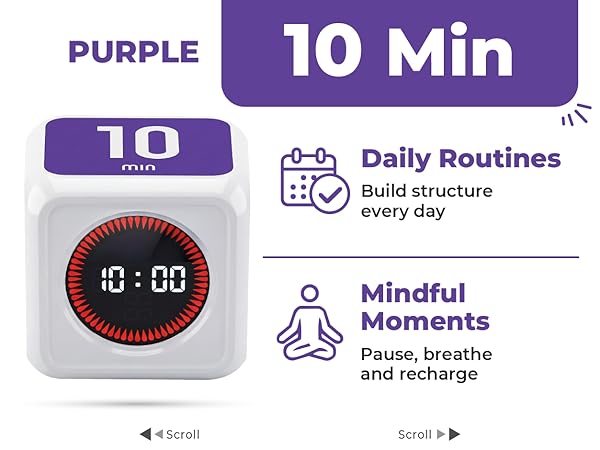 10 minute preset timer for daily routines and mindful breaks