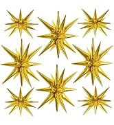 TONIFUL 8 Pcs Gold Star Foil Balloons Large Star Balloons Gold Explosion Star Mylar Balloons for ...