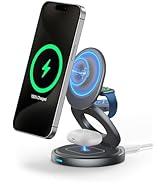 3 in 1 Wireless Charging Station for Magsafe Charger, Fast Magnetic Foldable Charger Stand for iP...