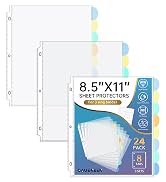 GAUENEEN Binder Dividers with Tabs, Clear Sheet Protectors for 3 Ring Binder, 8 Tab Plastic Binde...