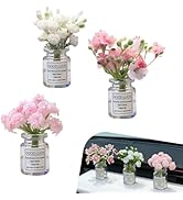 sdidzad 3 PCS Car Dashboard Daisy Flower Ornaments, Lightweight Plastic Mini Car Glass Vase Decor...