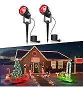 LOHAS Landscape Red Christmas Spot Lights Outdoor, 10W Dusk to Dawn Sensor LED Spotlights for Yar...