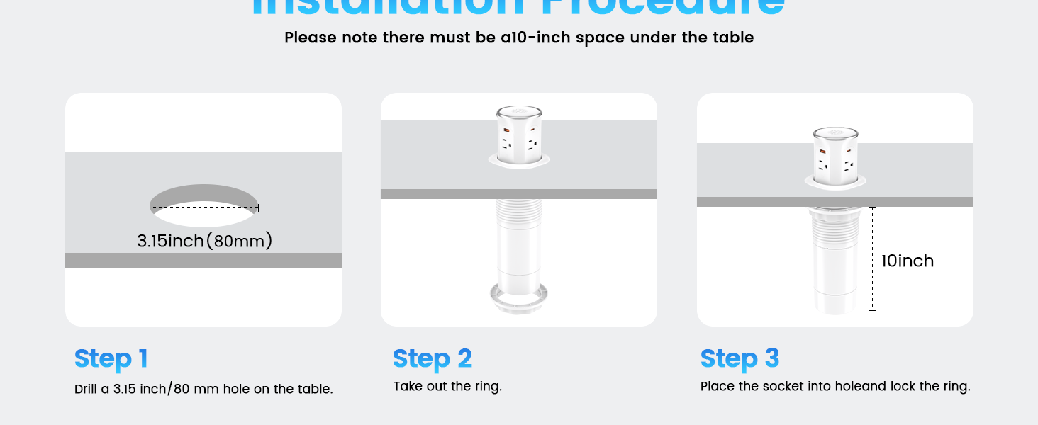 Pop Up Countertop Outlet with 15W Wireless Charger