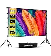 Projector Screen with Stand, Wootfairy 150 inch Portable and Foldable Projection Screen 4K HD 16:...