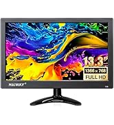 Haiway 13.3 inch Security Monitor, 1366x768 LED Monitor Small HDMI Monitor with Remote Control Bu...