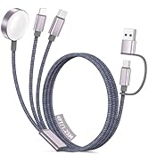 Travel Essentials for Apple Watch Charger, 3 in 2 USB C Cable for Type C/L-Port Devices, Multi Ch...