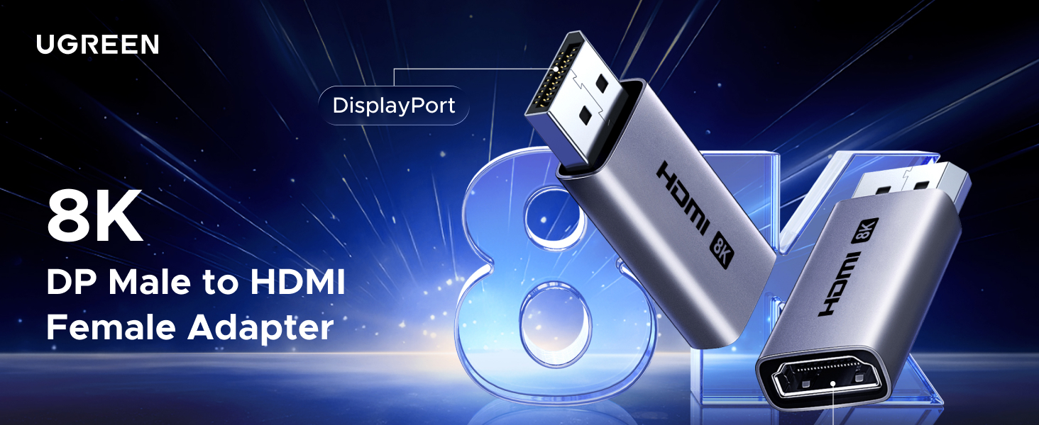 8K DP Male to HDMI Female Adapter
