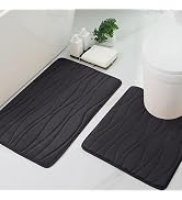 Buganda Memory Foam 2 Pieces Bath Rugs Set - Soft Non-Slip Thick Bath Mat and Contour Toilet Rug,...