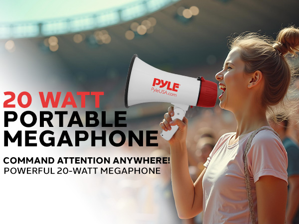 rechargeable pyle battery compact microphone 50w mic mp3 aux alarm megaphone bullhorn speaker