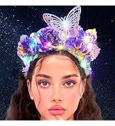 Uranian Light Up Flower Headbands LED Butterfly Hairbands Luminous Laser Hair Hoop Glowing Party ...