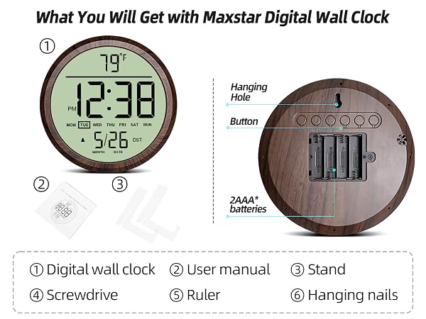 LCD digital wall clock
