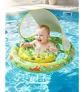 Rantion Baby Pool Float, UPF50+ Sun Protection Baby Float with Canopy, Baby Beach Water Swimming ...
